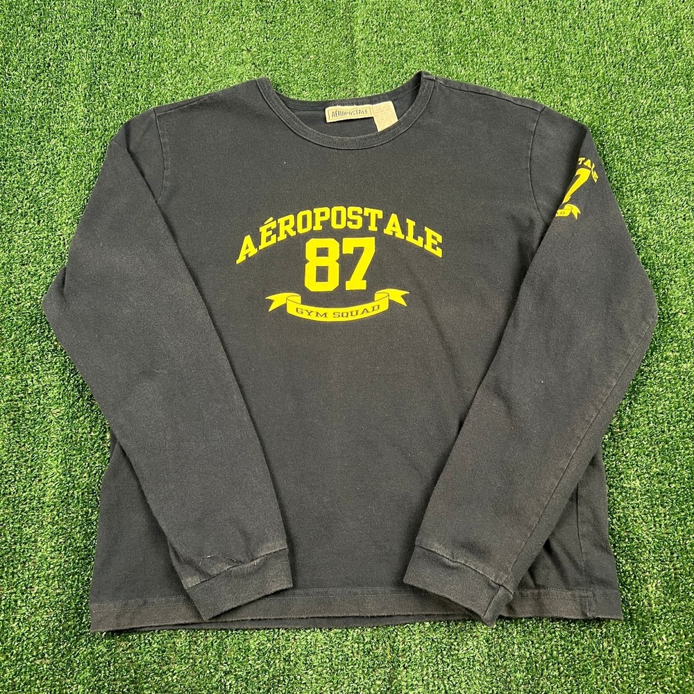VTG Aeropostale Gym Squad 87 Long Sleeve Womens T-Shirt Medium‎ Navy Blue Y2K